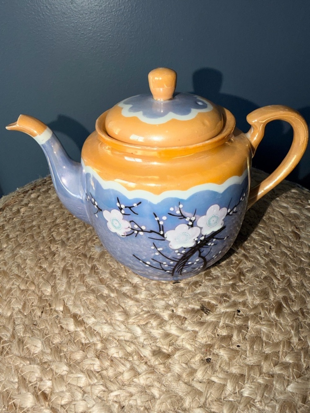 Vintage Cherry Blossom Hand Painted Tea Pot